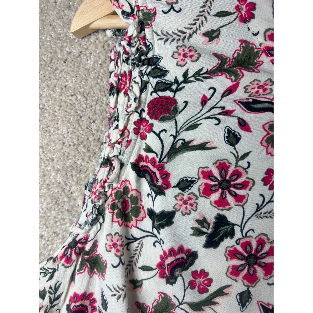 Torrid Womens Plus Size 3 Floral Sleeveless Ruffle Blouse Pink White Keyhole Top - Picture 9 of 11